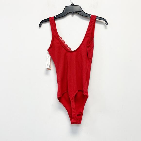 Colsie Women's Waffle Bodysuit Red Size Small - Picture 3 of 6